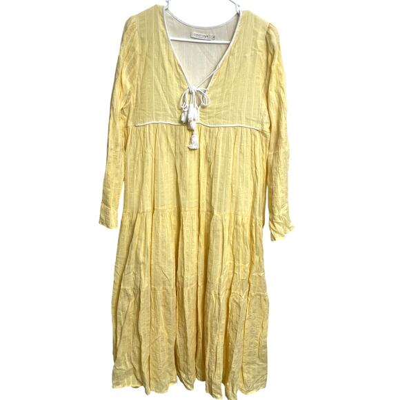 Christy Dawn Paloma Dress Daffodil Tiered Maxi Dress Butter Yellow Size M Boho - Picture 1 of 2